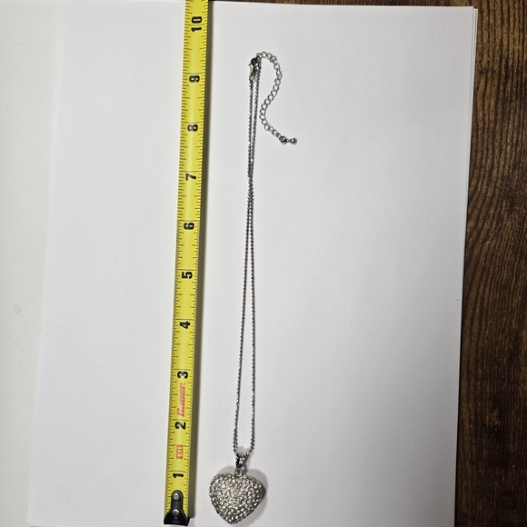 Sparkling Silver Tone Pave Crystal Heart Necklace - Picture 9 of 10